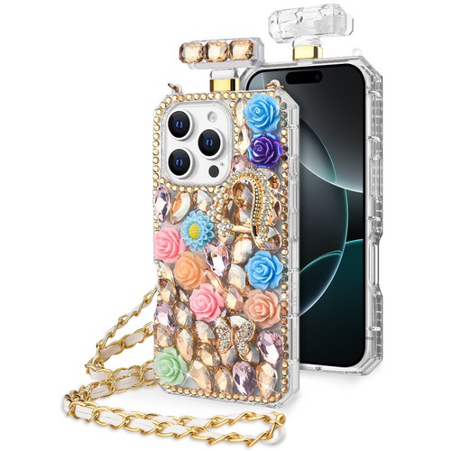 Para Apple iPhone 16 Pro Max - Funda para Botella de Perfume con Correa de Diamantes de Imitación Gema - Imagen 20 de 31