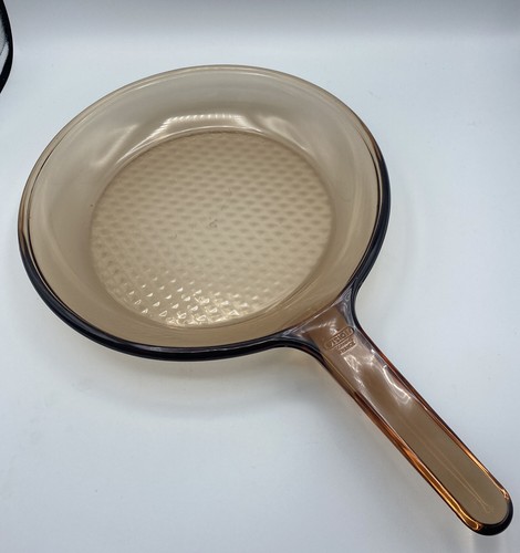 Vintage Corning Ware Visions Amber Cookware 11” Skillet Waffle Bottom France - Picture 1 of 6