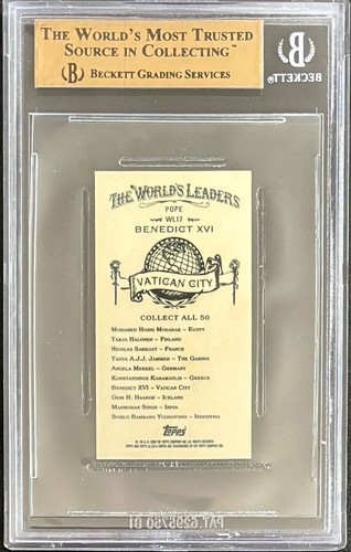 BGS 9.5 POPE BENEDICT XVI 2008 Topps Allen & Ginter Mini WL17 + 2024 Now Leo XIV - Picture 2 of 3
