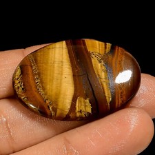 Natural Brown Tiger Eye Loose Gemstone Oval Shape Cabochon 43.5 Ct. 35X24X5 mm