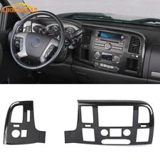 2pcs Carbon Fiber Center Console Vent Dash Trim Cover For Silverado SIERRA 07-13