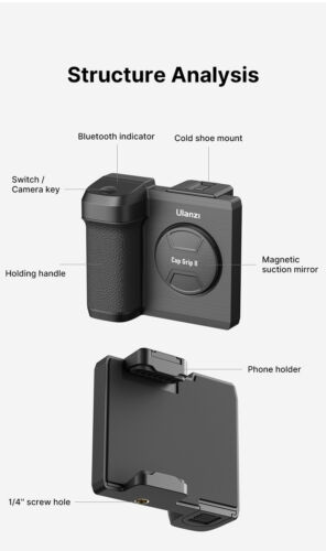 Ulanzi CapGrip II Bluetooth Uchwyt fotograficzny Grip 1/4 Uchwyt śrubowy do telefonów komórkowych - Zdjęcie 3 z 12