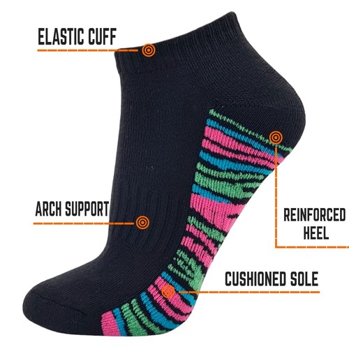 Ladies Trainer Socks Low Cut Cushioned Sole Running Athletic Sportswear 6 Pairs - Picture 6 of 12