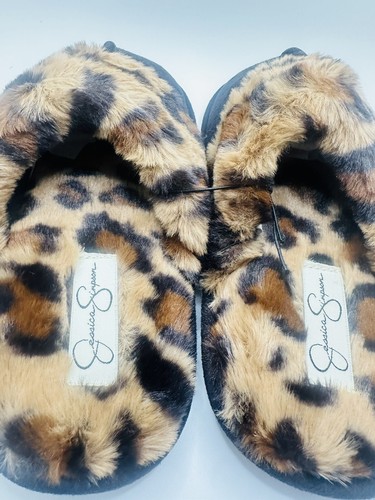 Jessica Simpson Women's Size 6 Faux Fur Memory Foam Slippers Leopard - Picture 5 of 8