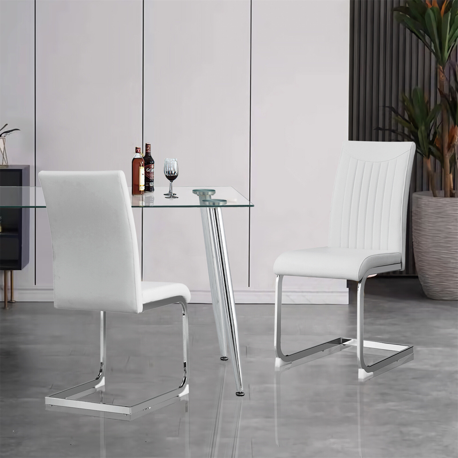 Modern Dining Chair Set of 2/4 Faux Leather Side Chair Upholstered Office Chair - Picture 11 of 33