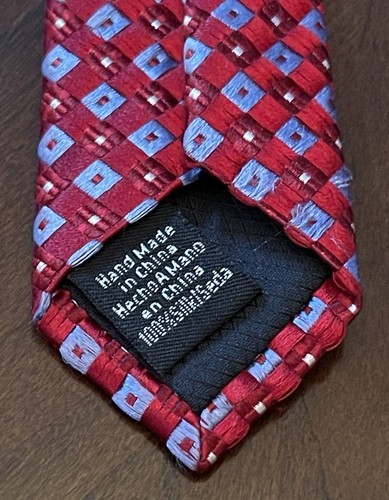 Hathaway Red Hand Made 100% Silk Men’s Neck Tie Made In China - Picture 7 of 9
