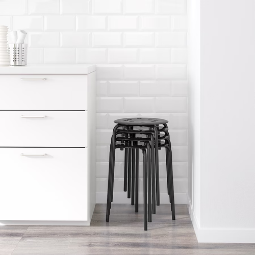 IKEA Stool Marius stackable Kitchen Breakfast Bar Dining Stool BLACK 17 3/4 - Picture 7 of 11