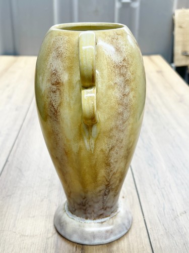 VINTAGE STUDIO POTTERY LARGE VASE GLAZED WITH DUAL HANDLE ART DECO STYLE ENGLAND - Picture 2 of 8