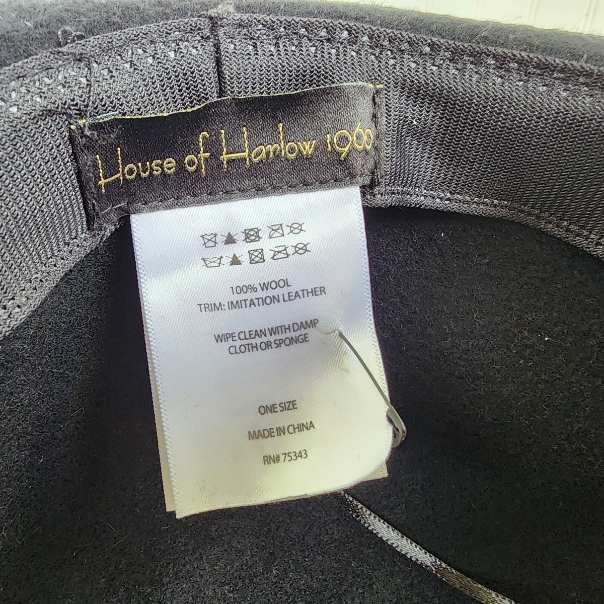 House of Harlow 1960 Light Gray Hat with Black Band wool NWT House Of Harlow 1960 100% Black Wool Floppy Hat Womens  main image 3