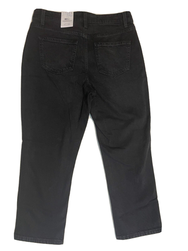 Time And Tru Women's Black Size 10 High Rise Straight Crop Jeans - Picture 3 of 14