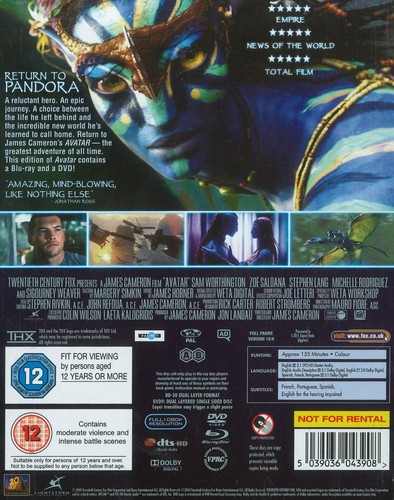 Avatar (2009) Blu-ray + DVD, Sam Worthington, Zoe Saldana, Sigourney Weaver - Picture 2 of 2