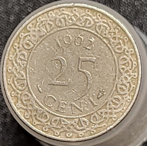 Suriname 25 cents 1962 Circulated KM14 # F06 - Picture 3 of 3
