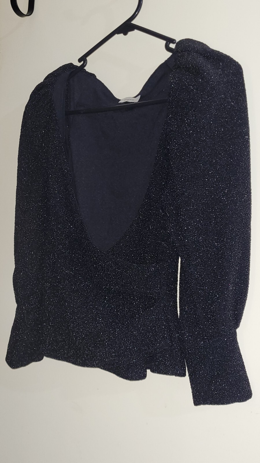 Sheike Size 8 Black Metallic La Luna Yarn Top With Cross Over Panel 3/4 Sleeves - Picture 4 of 9