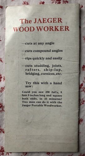 Anuncio impreso vintage de 1920 Jaeger carpintero portátil ~ Detroit Nut Co., Inc. - Imagen 3 de 12