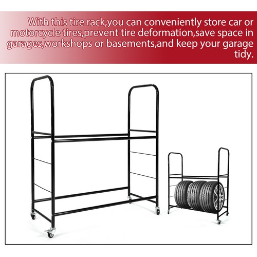 Stahl Rollreifen Lagerregal 2 Ablagen Reifenhalter für bis zu 8 Standardreifen - Bild 7 von 24