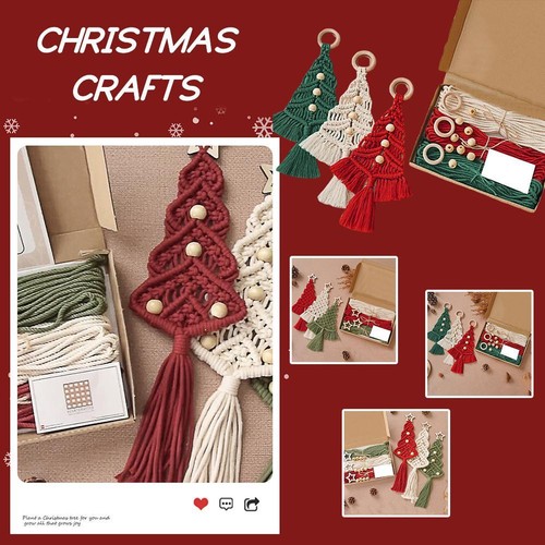 Macramé de árbol de Navidad kit hágalo usted mismo para principiantes adornos colgantes para vacaciones D❁Reino Unido - Imagen 9 de 18