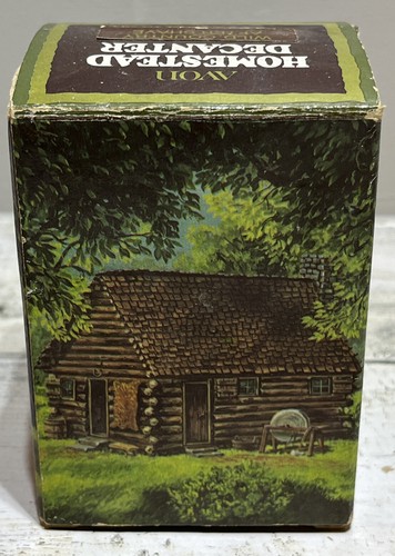 Decantador vintage Avon Homestead cabaña de troncos campo salvaje después del afeitado con caja vacía - Imagen 10 de 10