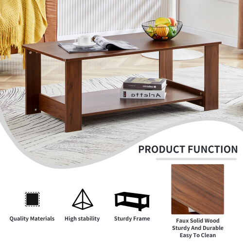 Modern and practical walnut textured coffee tables , tea tables. The double laye - Picture 6 of 23
