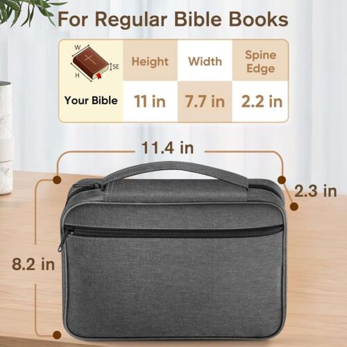 Bible Cover Carrying Book Case Church Bag w Handle Zippered and Zippered Pocket - Picture 2 of 7