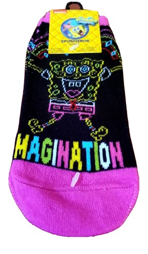 Bob Esponja Pantalones Cuadrados: Neon Imagination Bob Esponja - Nickelodeon No-Show Calcetines - Imagen 1 de 4
