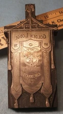 Antique CINCINNATI OH Zinc Printing Block IOOF ODD FELLOWS BANNER  5P178