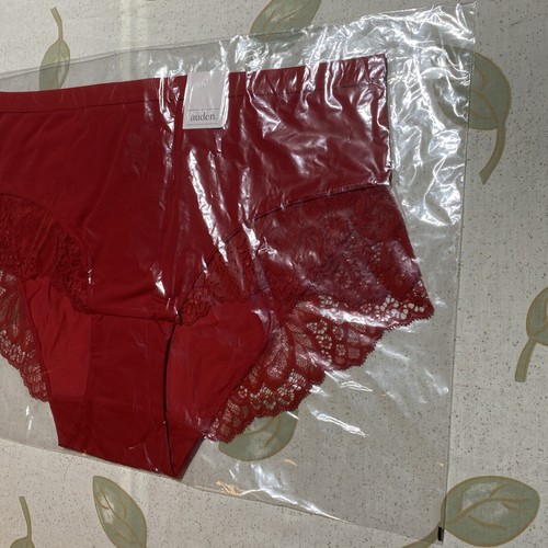 Auden Plus Sz XL(14) RED Nylon Hipster Lace Leg Panty.        Z - Picture 3 of 9