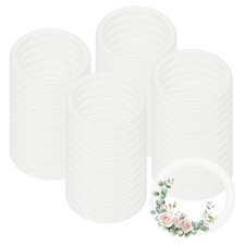48 Pcs Dream Catcher Rings 1.8 Inch Floral Macrame Plastic O Rings White