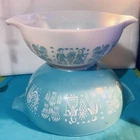 Vintage Pyrex Amish Butterprint 443 & 444 turquoise Cinderella Mixing bowls