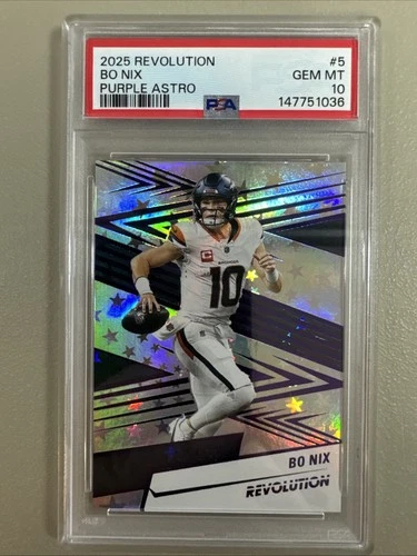 2025 Panini Revolution Bo Nix Purple Astro 5/199 PSA 10
