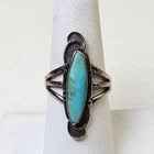 Large Vintage Sterling Silver Fred Harvey Era Turquoise Ring Size 8 Maisel's