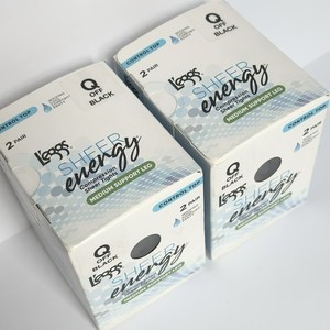 L'eggs Sheer Energy Medium Leg Support Control Top Tights 2 Pairs Off Black Sz Q