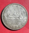 1963 Canada Queen Elizabeth $1 SILVER Dollar! XF! Old Canadian Coin!