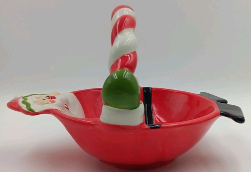 Navidad Santa 9 en Nuez Cuenco Plato de Caramelo Santa con Mango de Bastón de Caramelo Cerámica - Imagen 4 de 12