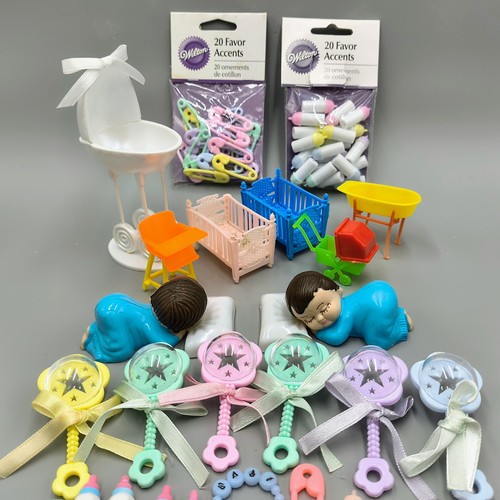 Huge Lot Wilton Baby Cake Toppers Favors Cradle Furniture Rattles Bottles Babies - Picture 2 of 11