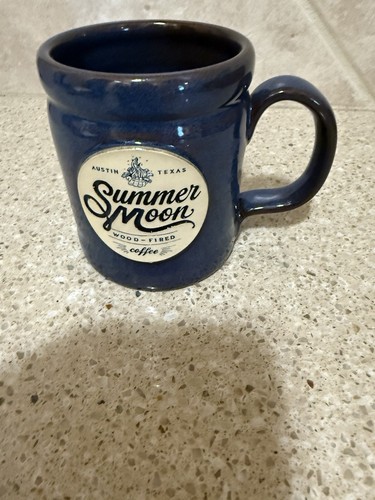 Deneen Pottery Coffee Mug Summer Moon Wood Fired Austin Texas Navy Blue - Picture 6 of 6