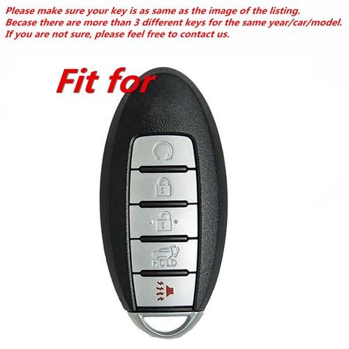 5 Buttons Black Leather for Infiniti FX35 G37 Q40 Q60 Smart Key Case Fob Cover - Picture 2 of 5