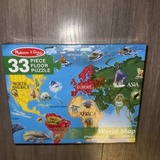 Melissa Doug World Map Jumbo Jigsaw Floor Puzzle 33 Pieces Ages 6 NEW SEALED