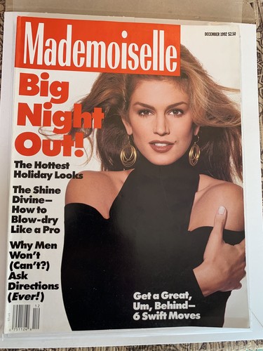 Mademoiselle Magazine December 1992 Cindy Crawford - Picture 1 of 2