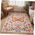  Butterfly Insect 3x5 Washable Area Rug for Bedroom, Non Slip Low Pile Soft 