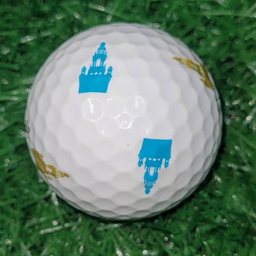 1926 Callaway Truvis Gold/Blue Castle Chrome Soft Logo Used Golf Ball (A-1-9) - Picture 4 of 6