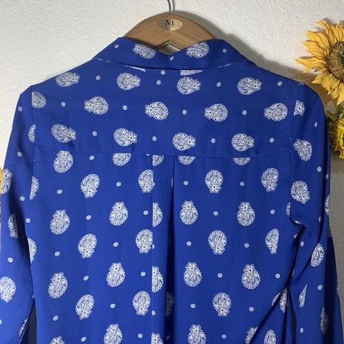 Express Blue Print Portofino Shirt Size S/P Womens - Picture 10 of 14