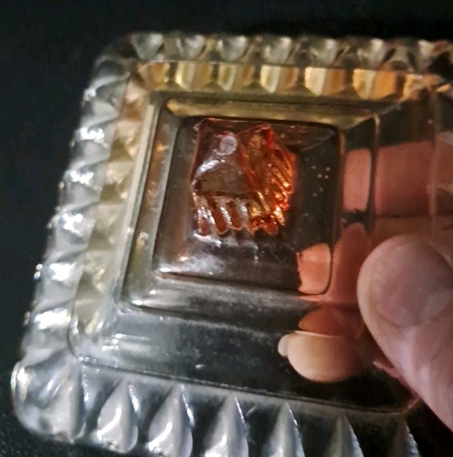 VINTAGE JEANNETTE GLASS AMBERINA WEDDING CADY DISH 7" - Picture 9 of 9