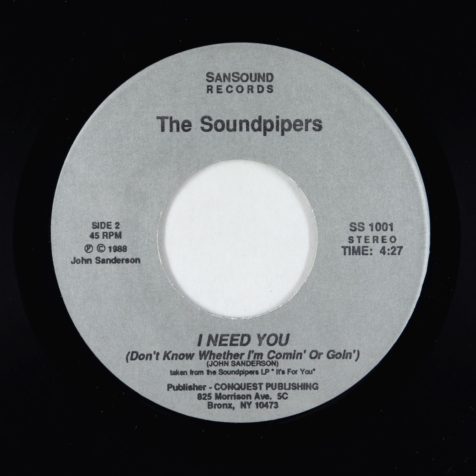 photo of Modern Soul Boogie - Soundpipers - I Need You - Sansound Vg