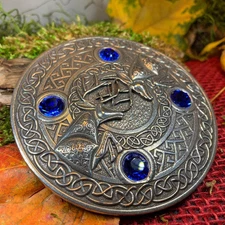 Celtic Fighting Stag Brooch Large Scottish Fly Plaid Tartan Pin