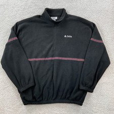 Vintage Delta Air Lines Quarter Zip Fleece Pullover Ground Crew Mens Size 2XL