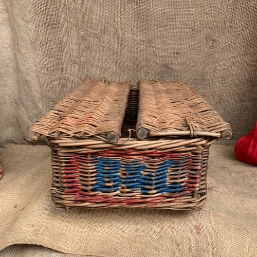 Vintage Wicker Storage Basket - Painted B & C - Rustic Farmhouse Style - Picture 8 of 10