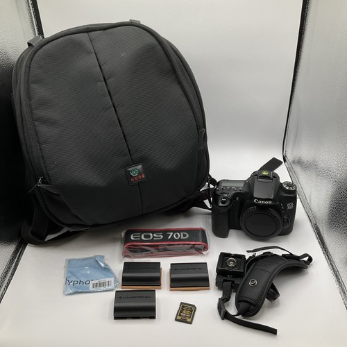 Canon EOS 70D Digital SLR Camera Body Only With (3) Batteries and Kata Backpack