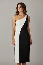 Calvin Klein One-Shoulder Two-Tone Sheath Cocktail Dress
