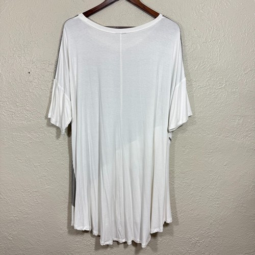 Zim & Zoe Tunika Top 20 asymmetrisch Streifeneinsatz Kontrastsaum künstlerisch Lagenlook - Bild 6 von 10