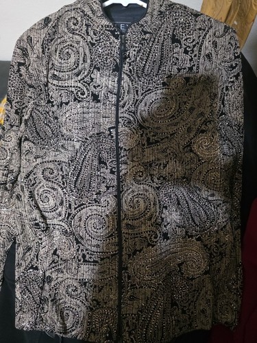 Alex Evenings Jacke Glitzerdruck Größe 2X hellbraun und schwarz elegant edel Cocktail - Bild 9 von 15